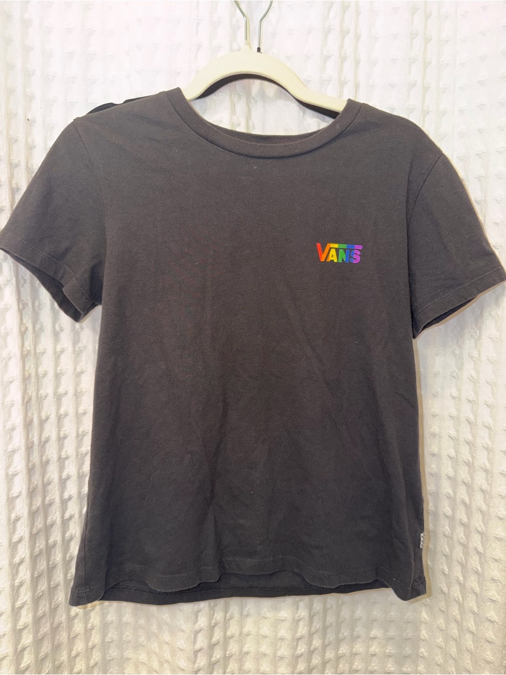 Vans Black Short-Sleeve Tee with Rainbow Logo